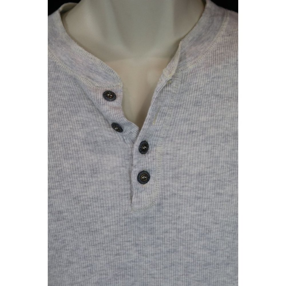 Express Small Henley Shirt Men's Textured Gray Rib Knit S Button Down Top Short - Picture 1 of 6